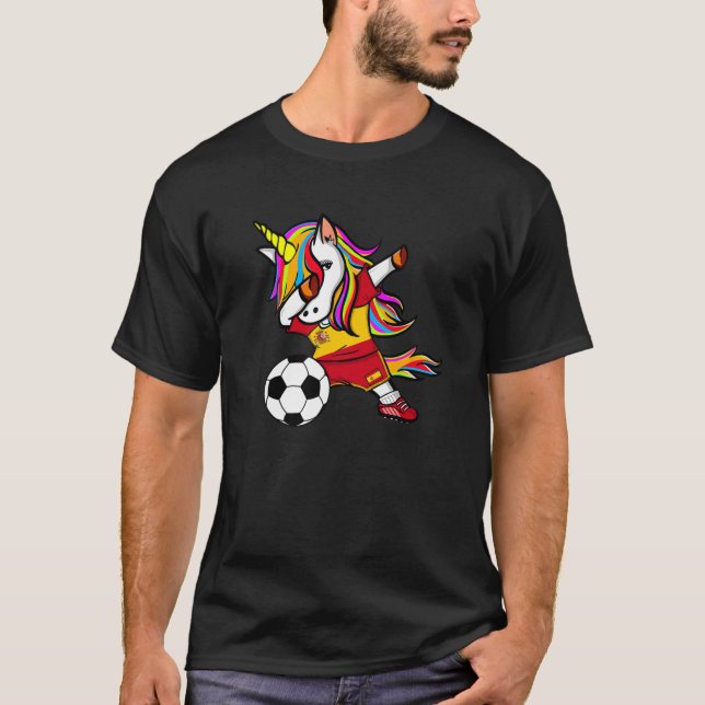 Dabbing Unicorn Spain Ocer Fläkt Jersey Spain F T Shirt (Framsida)