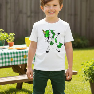 Dabbing Unicorn St. Patrick Day Grönt Shamrock T Shirt