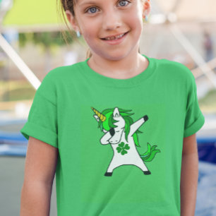 Dabbing Unicorn St. Patrick Day Grönt Shamrock T Shirt