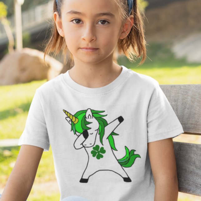 Dabbing Unicorn St. Patrick Day Grönt Shamrock T Shirt (Skapare uppladdad)