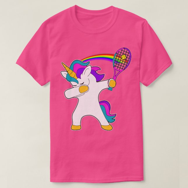 Dabbing Unicorn Tennis play Funny Gift T Shirt (Design framsida)