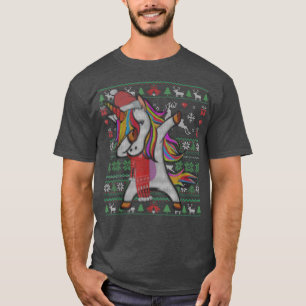 Dabbing Unicorn Ugly jul Sweater Funny Party T Shirt