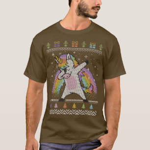 Dabbing Unicorn Ugly jul Sweater Rainbow T Shirt