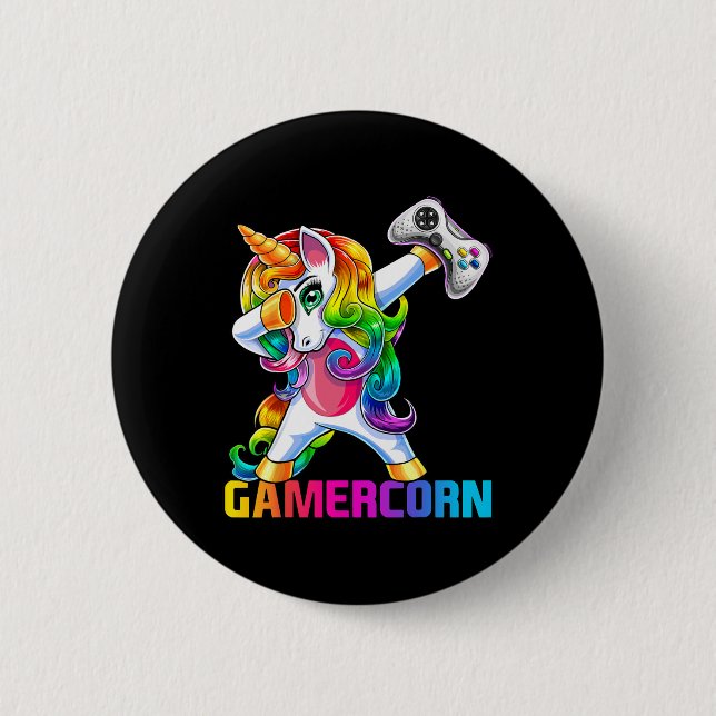 Dabbing Unicorn Video Game Controller Gamer Girl Knapp (Framsida)