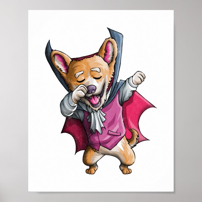 Dabbing Vampire Corgi Cute Halloween Corgi Funny Poster (Framsidan)
