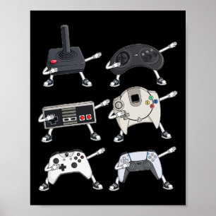 Dabbing Video Gamer Controller Roligt Boys Kids Ga Poster