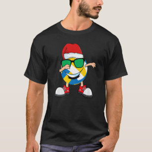 Dabbing Volleyball Boll Santa Hat Sunglasses Chri T Shirt