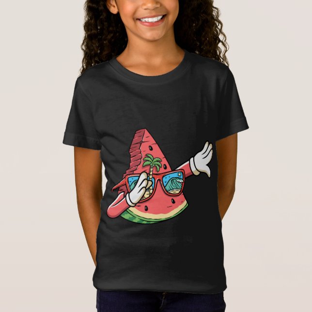 Dabbing Watermelon Kawaii Dab Summer Fruit Melon L T Shirt (Framsida)