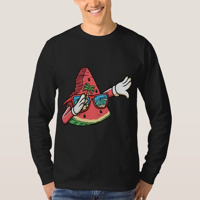 Dabbing Watermelon Kawaii Dab Summer Fruit Melon L T Shirt (Framsida)