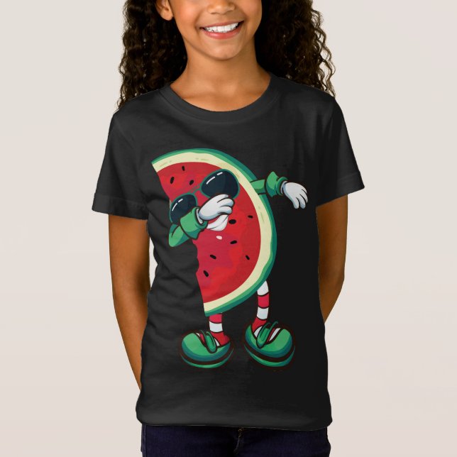 Dabbing Watermelon Kawaii Melon Summer Fruit Älska T Shirt (Framsida)
