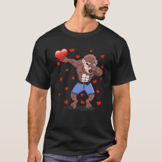 Dabbing Weregger Red Heart Kärlek Valentines day L T Shirt