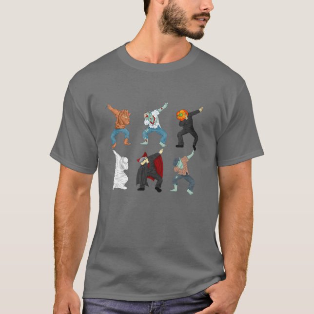 Dabbing Werevarg Zombie Vampire Ghost Halloween Co T Shirt (Framsida)