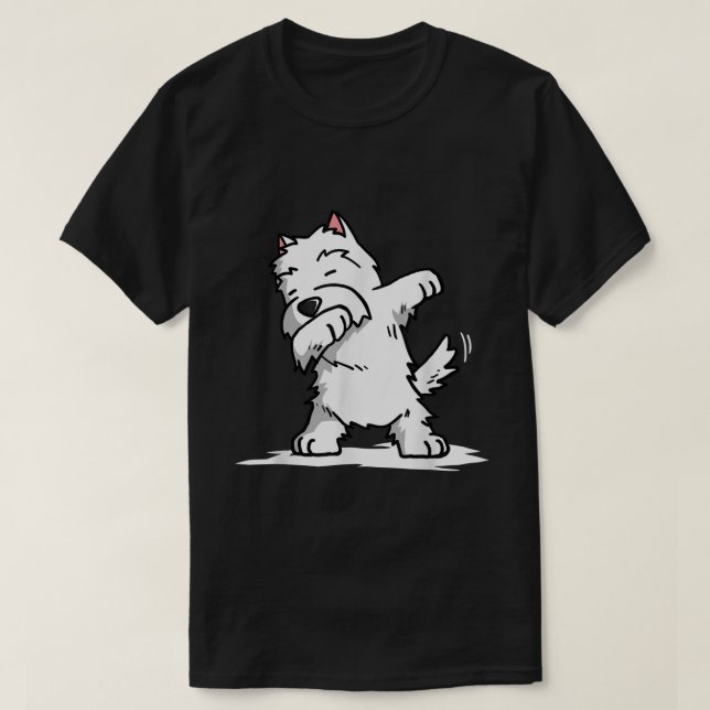 Dabbing Westie Funny Väster Highland White Terrier T Shirt (Design framsida)