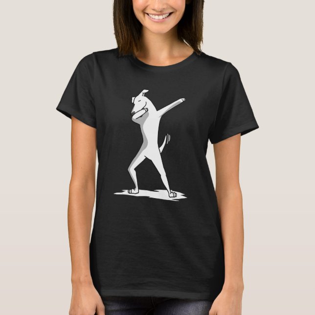 Dabbing White Hund Dab Dance T Shirt (Framsida)