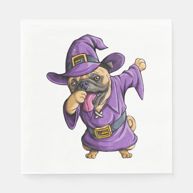 Dabbing Witch Pug Cute Halloween Pugs Funny Dab Pappersservett (Framsidan)