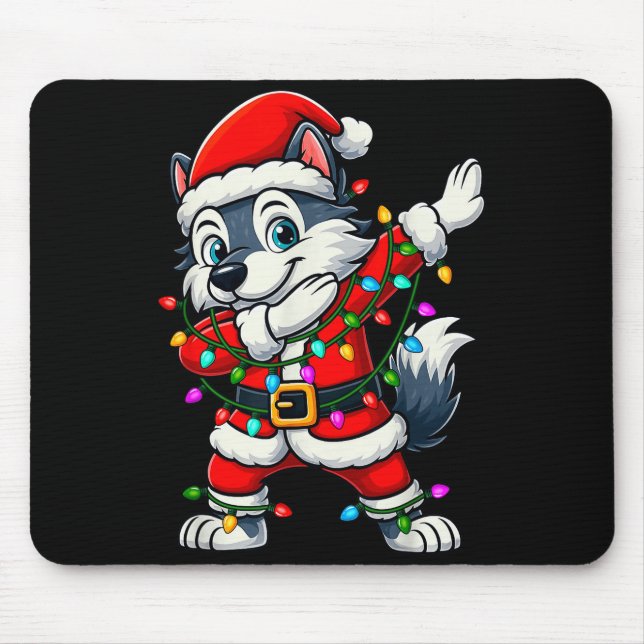 Dabbing Wolf Lights Santa Xmas Girls Boys Kids Chr Musmatta (Framsidan)