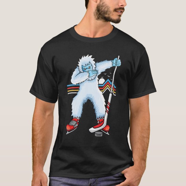 Dabbing yeti Ice Hockey yeti Kids Boys ice Hockey T Shirt (Framsida)