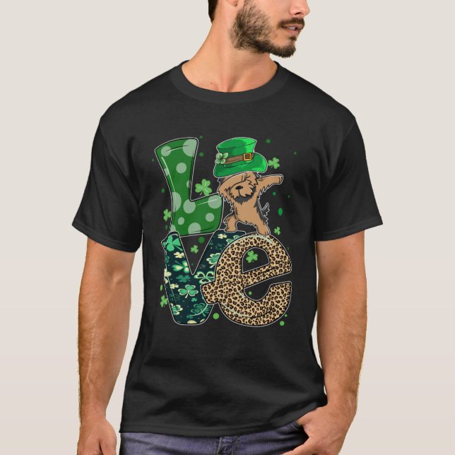Dabbing Yorkie Dog LOVE Shamrock  St Patrick s Day T Shirt (Framsida)