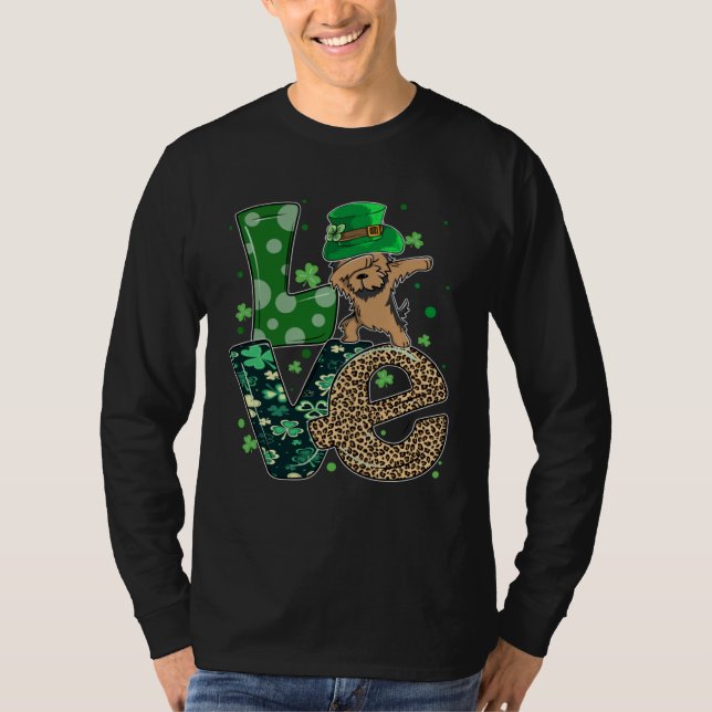 Dabbing Yorkie Dog LOVE Shamrock  St Patrick s Day T Shirt (Framsida)