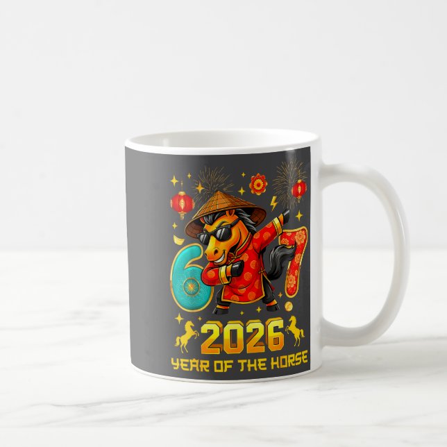 Dabbing Zodiac Horse Lunar New Year Chinese New Ye Kaffemugg (Höger)