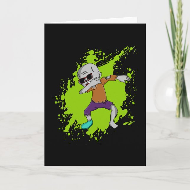 Dabbing Zombie Dab Halloween Coola Funny Gift Idea Kort (Framsida)