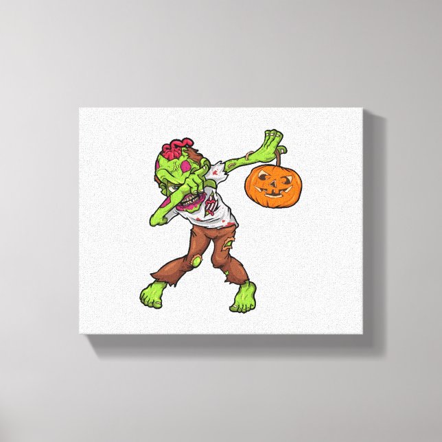 Dabbing Zombie Halloween Dab Funny Gift-design Canvastryck (Framsida)