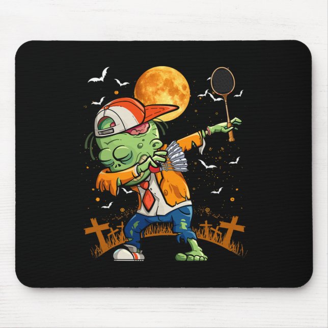 Dabbing Zombie Spelande Badminton Halloween Badmin Musmatta (Framsidan)
