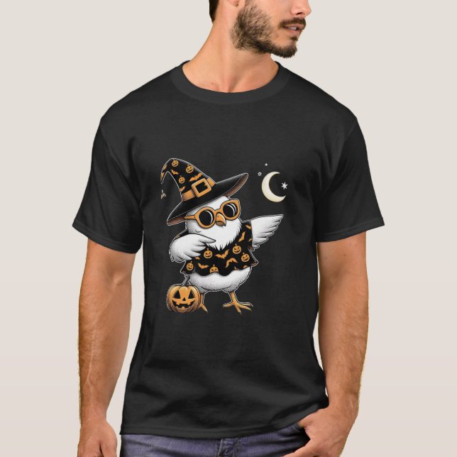 Dabing Chicken Halloween Pumpkin-Chick eller behan T Shirt (Framsida)