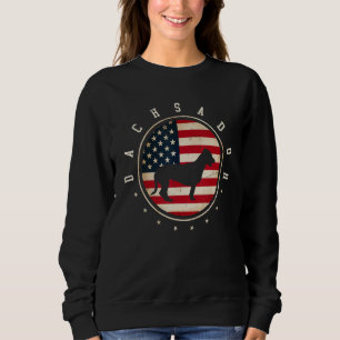 Dachsador USA Flag 4:e Juli Hund Mamma Pappa T Shirt