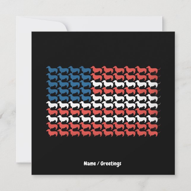 Dachshund 4:e juli Amerikanska Flagga Patriotic Inbjudningar (Framsida)
