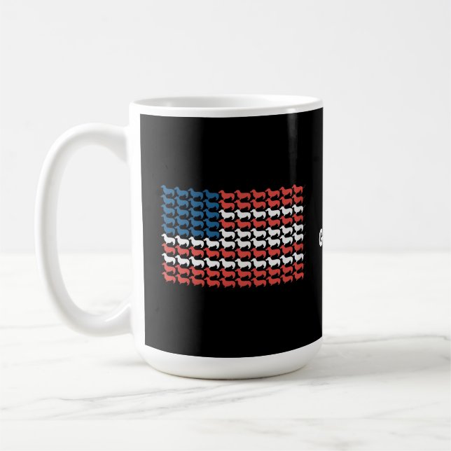 Dachshund 4:e juli Amerikanska Flagga Patriotic Kaffemugg (Vänster)