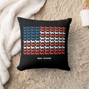 Dachshund 4:e juli Amerikanska Flagga Patriotic Kudde