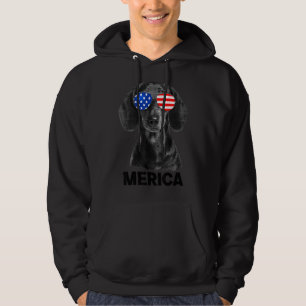 Dachshund 4:e juli Merica Manar American Flagga So Hoodie