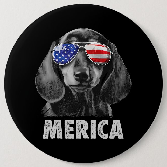 Dachshund 4:e juli Merica Manar American Flagga So Knapp (Framsida)