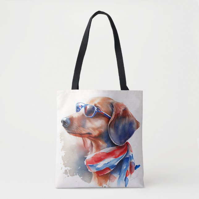 DACHSHUND 4 JULI HANDVÄSKA TYGKASSE (Framsida)