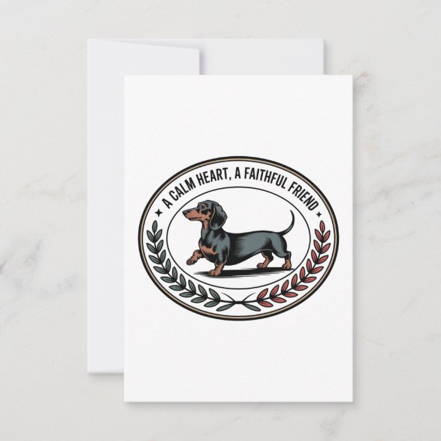 Dachshund A Calm Heart, A Faithful Friend Tack Kort (Framsida)
