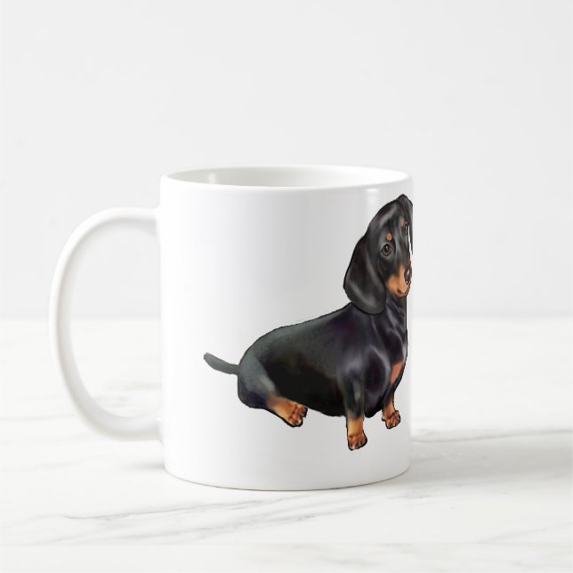 Dachshund (A) - Svart och Tan Kaffemugg (Vänster)