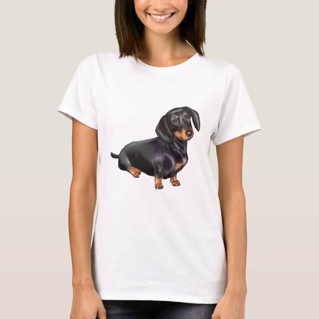 Dachshund (A) - Svart och Tan Tee (Framsida)
