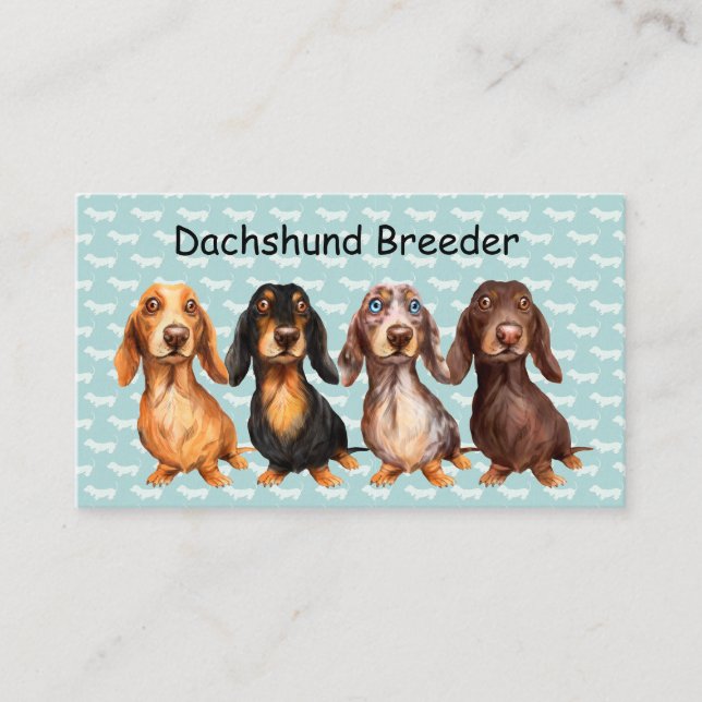Dachshund Affärsbrevkort för uppfödare Visitkort (Framsida)
