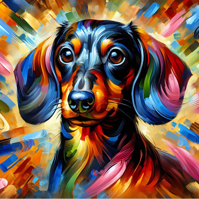Dachshund Akryltryck | Färgrik | Livfull Pussel (Skapare uppladdad)