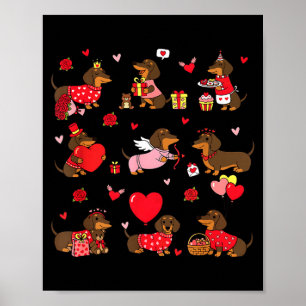 Dachshund Alla hjärtans dag Söt hund Wiener Dog Lo Poster