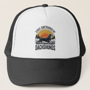 Dachshund Älskar T-Shirt Lätt Distraherad Retro Ko Keps