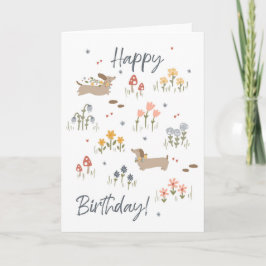 Dachshund Älskare Grattis på födelsedagen Blommigt Tack Kort