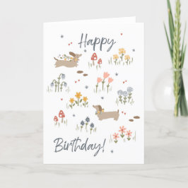 Dachshund Älskare Grattis på födelsedagen Blommigt Tack Kort