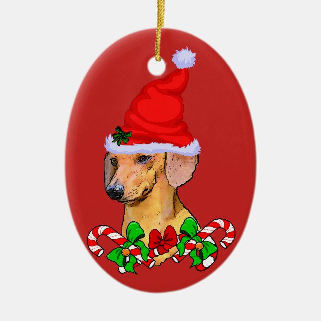 Dachshund Älskare jul Julgransprydnad Keramik (Framsidan)
