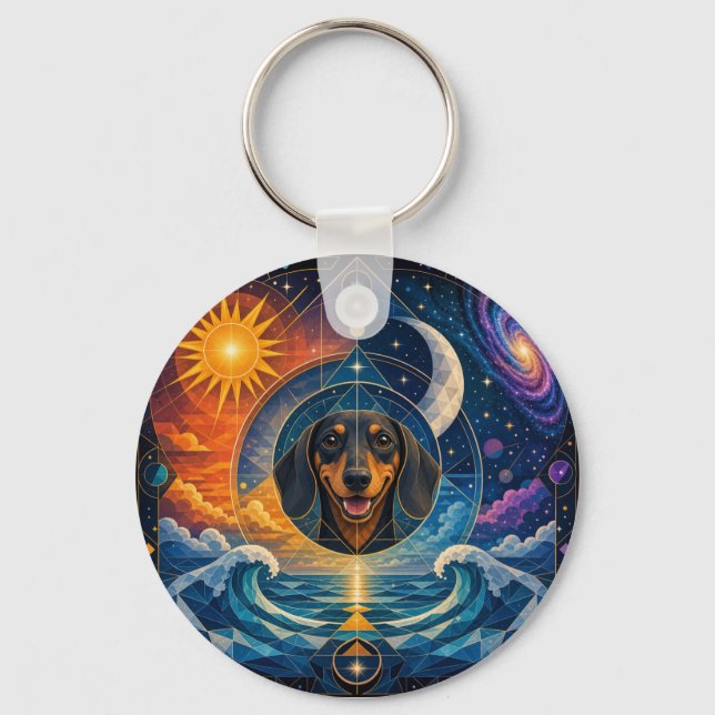 Dachshund-älskare-plåster. Söt hundplåster/märke Nyckelring (Framsida)