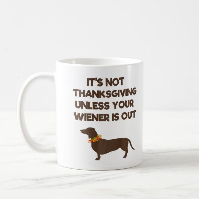 Dachshund Älskare Thanksgiving Day Hundägare Weeni Kaffemugg (Vänster)