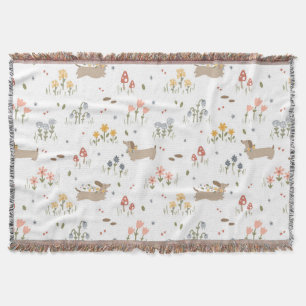 Dachshund Älskare Weiner Hund Sause Hund Wildblomm Filt