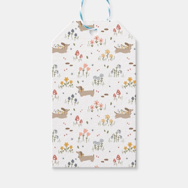 Dachshund Älskare Weiner Hund Sause Hund Wildblomm Presentetikett (Framsidan)