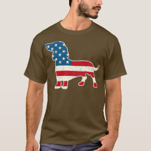 Dachshund American Flagga 4th of Jul för manar Wom T Shirt